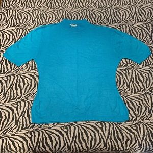 Vintage 60’s sweater girl top M bright turquoise